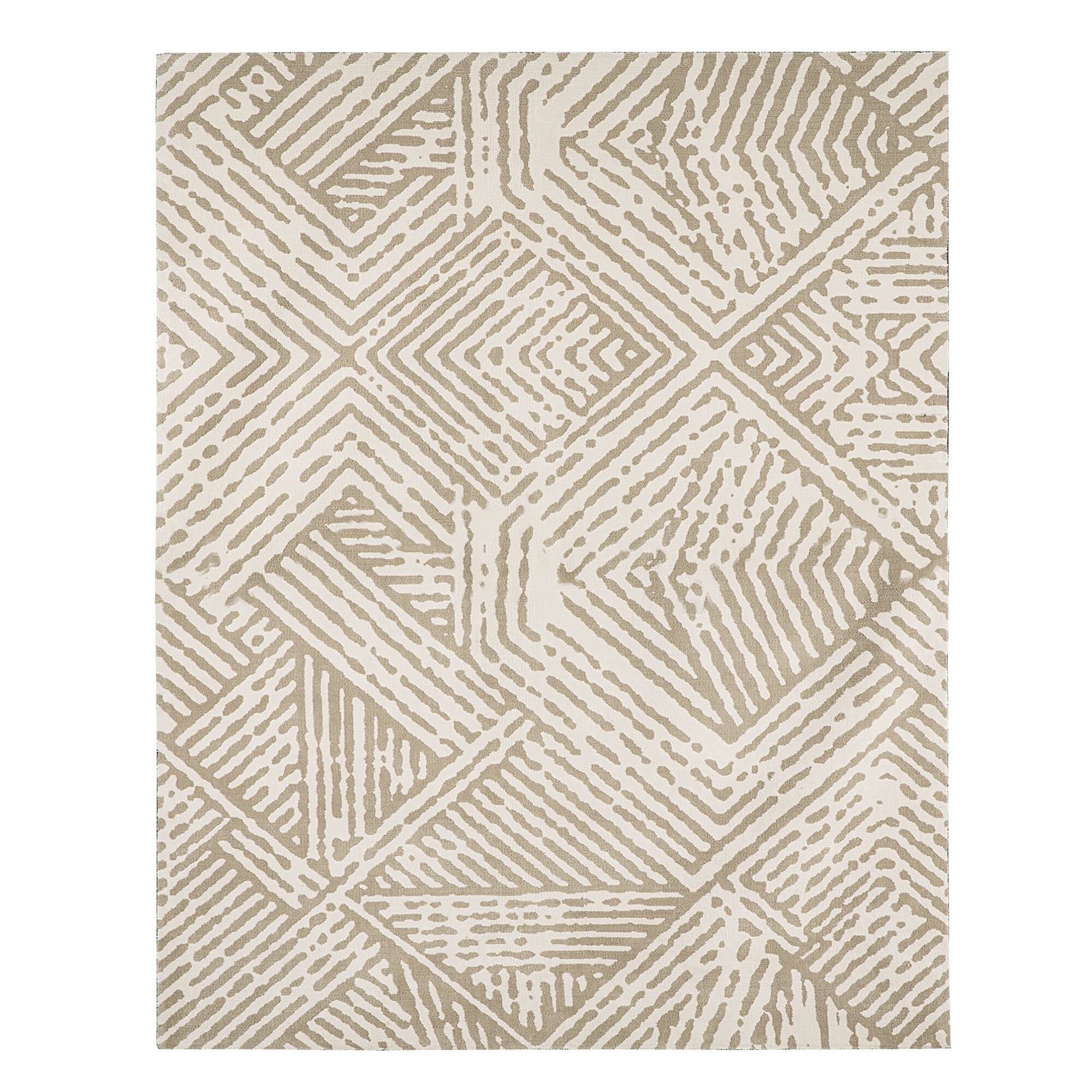 Glitzhome® 8ft. x 10ft. Ivory & Tan Geometric Area Rug